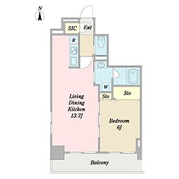 ルミナ二日町 1LDKの間取図画像