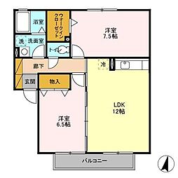ベルデ藤原 2LDKの間取図画像