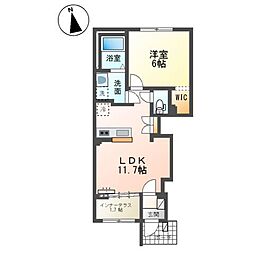 シャインヒルズII K&K 1LDKの間取図画像