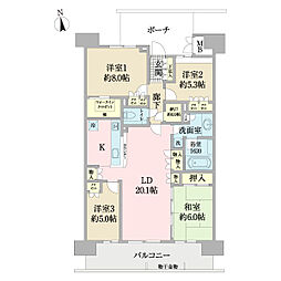 サングランデ印西牧の原ドアシティブライトウィングB棟 4LDKの間取図画像