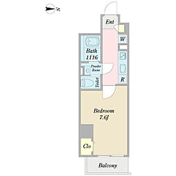 ひうちや 4階1Kの間取り