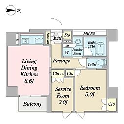 クリオ　ラベルヴィ両国 4階1SLDKの間取り