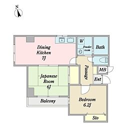 パストラル福田 2DKの間取図画像