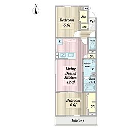 スカイエール 2LDKの間取図画像