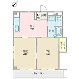 コーポ出店 2DKの間取図画像