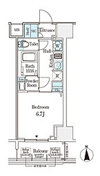 ジオエント新町 1Kの間取図画像