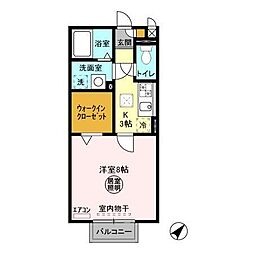 リトルアイランド 1階1Kの間取り