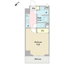 アルシエロ 6階1Kの間取り