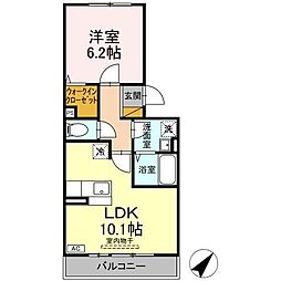 ロイヤルソフィア 202 2階1LDKの間取り