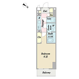 フラーリッシュ 5階1Kの間取り