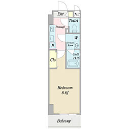 アドニス 2階1Kの間取り