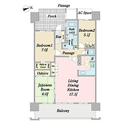 ザ・フォレストレジデンスパークリーフ 3LDKの間取図画像