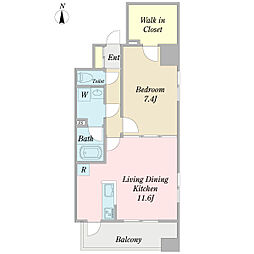 プロシードTX流山セントラルパーク 1LDKの間取図画像