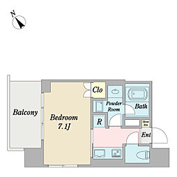 クオン流山おおたかの森 1Kの間取図画像