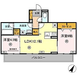 Serenvita Matsushiro(セレウィータ マツ 2LDKの間取図画像