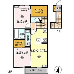 Spinel(スピネル) A棟 2LDKの間取図画像