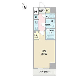 コントレイルりんくう常滑 1Kの間取図画像
