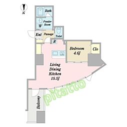 WESTIN上前津 1LDKの間取図画像