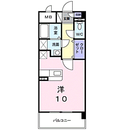 シャンドゥエピナール 1階ワンルームの間取り