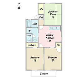 サンシティII 1階3DKの間取り