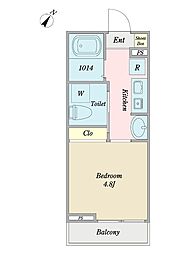 ヴァンヴェールひばりヶ丘 1階1Kの間取り