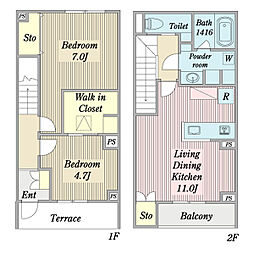 SouthZion 2LDKの間取図画像