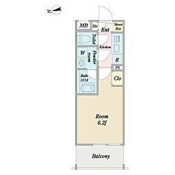 シーフォルム戸越公園2 1Kの間取図画像