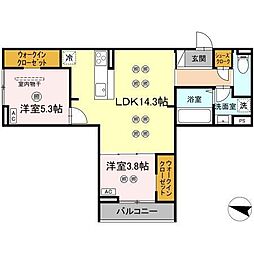 プランドゥブレ西新 2LDKの間取図画像