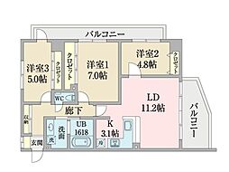 グラン高宮 3LDKの間取図画像