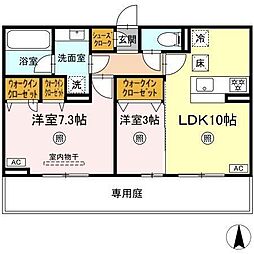 トリシア野多目II II 2LDKの間取図画像
