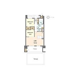 S-RESIDENCE愛宕SOUTH 2LDKの間取図画像