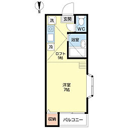 グランドウッド姪浜 ワンルームの間取図画像