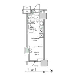 ブルックサイドレジデンス木場 337 3階1DKの間取り