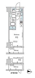 パークアクシス木場キャナルウエスト ワンルームの間取図画像