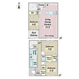 （仮称）上用賀6丁目計画新築工事 1階3LDKの間取り