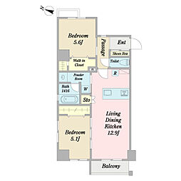 Nouel恵比寿 2LDKの間取図画像