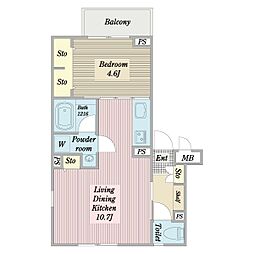 エストメゾン渋谷 1LDKの間取図画像