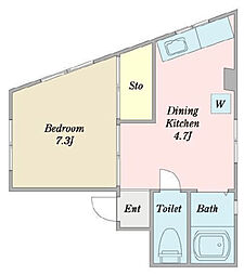 斉藤ビル 1DKの間取図画像