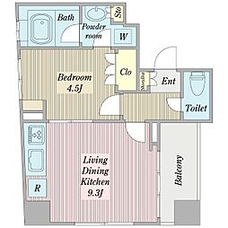プロシード西新宿 1LDKの間取図画像