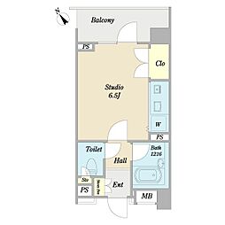 ファミールグランスイート・ザ赤坂 ワンルームの間取図画像