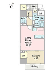 PARKHILLSTOWER 1LDKの間取図画像