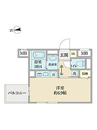 NEXTAGESHIGARAKI ワンルームの間取図画像