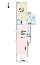 Wisteria本郷 1LDKの間取図画像