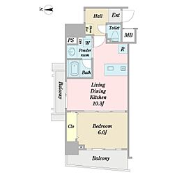 OAKスクエア本郷 1LDKの間取図画像