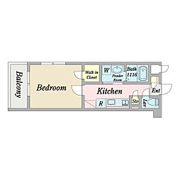 プランドール 1Kの間取図画像
