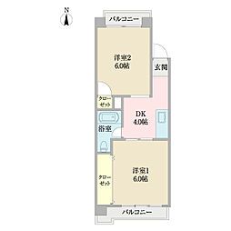 葛西第4ウィーンハイツ 2DKの間取図画像