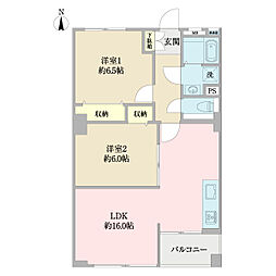 北砂四丁目住宅 2LDKの間取図画像