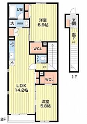 (仮称)安城市美園町計画 2LDKの間取図画像