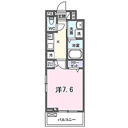 フリージア 1Kの間取図画像