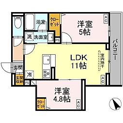 セレスティア桜上水 2LDKの間取図画像